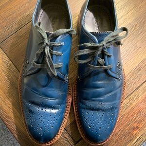 Louis Vuitton LV Logo Blue Leather Derby Lace-up
